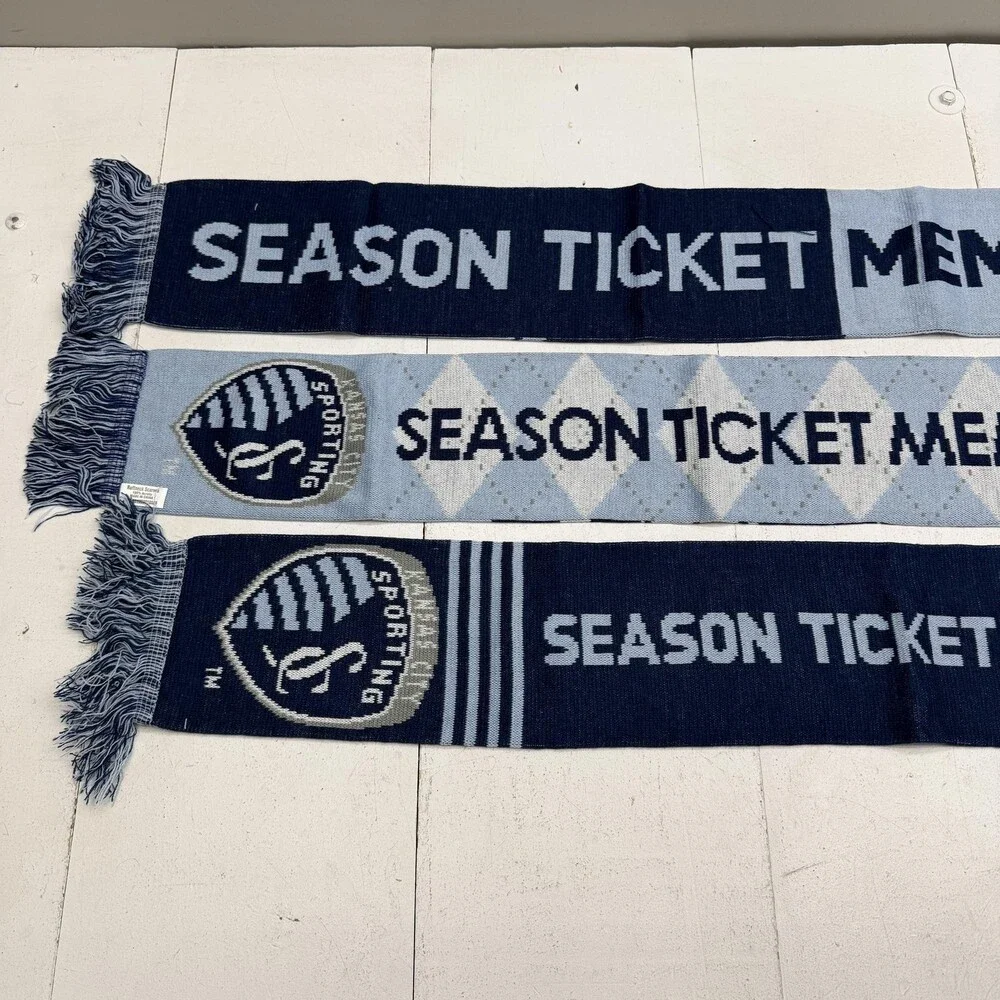 Set Of 3 Sporting Kansas City Scarves Mens One Size Blue MLS Soccer Ruffneck